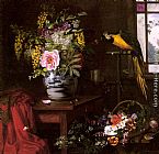 Basket Wall Art - A Still Life With A Vase, Basket And Parrot